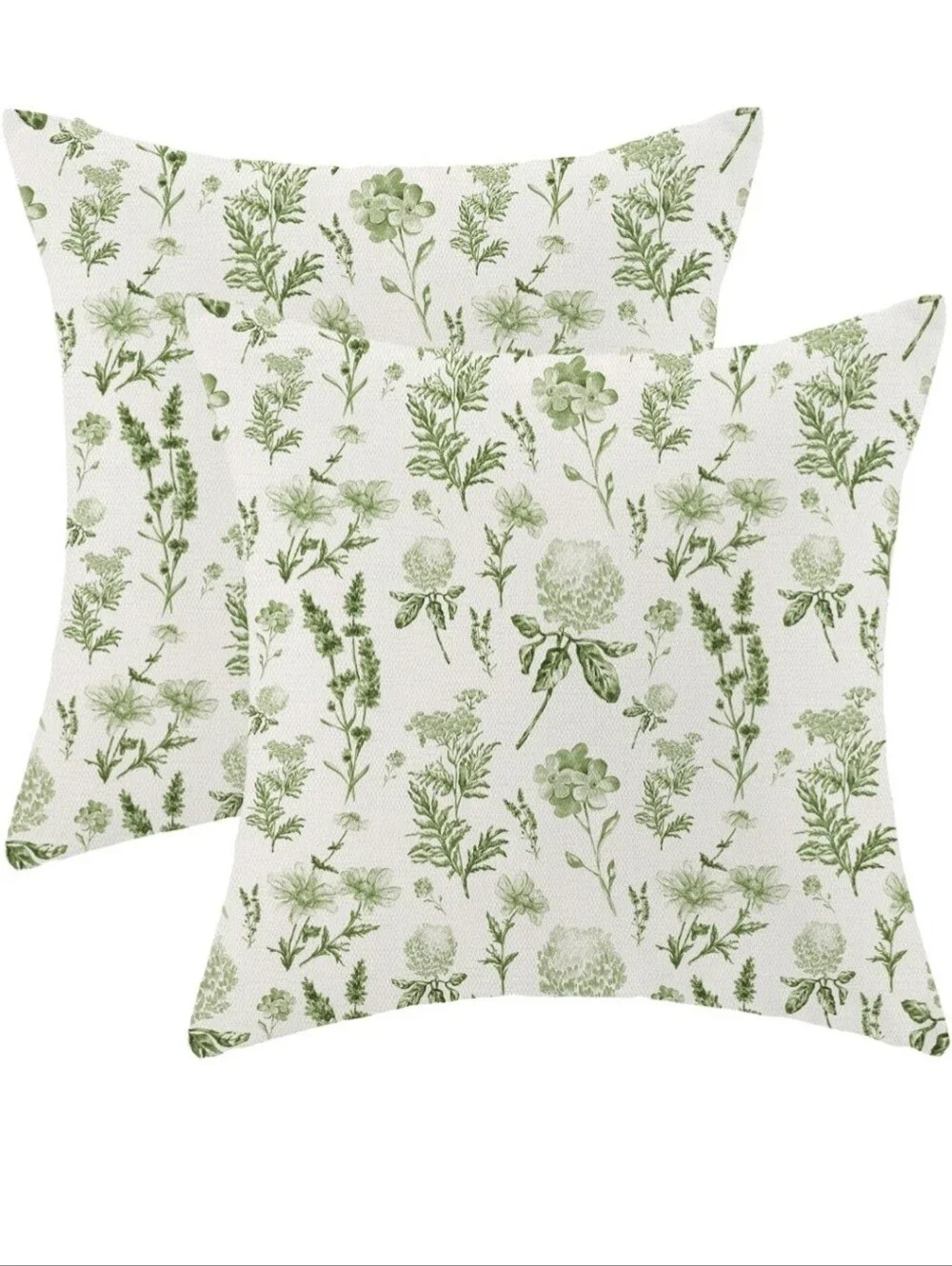 Botanical Green Floral Throw Pillow Covers 18x18